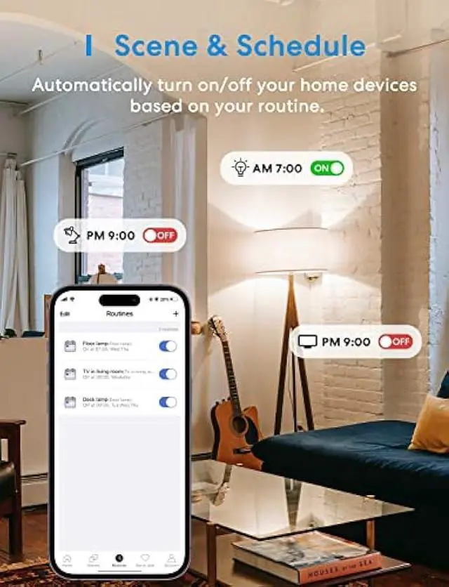 Alt view image 6 of 6 - meross Smart Power Strip Compatible with Apple HomeKit, Siri, Alexa, Google Home and SmartThings, WiFi Surge Protector with 4 AC Outlets, 4 USB Ports and 6ft Extension Cord, Voice and Remote Control