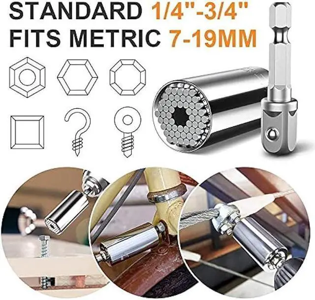 Alt view image 6 of 6 - 32pcs Flexible Drill Bit Extension Set, Rotatable Joint Socket 1/4 3/8 1/2 Inch Hex Socket Adapter, 105°Right Angle Drill Attachmen, Bendable Screwdriver Kit with a Box (Black)