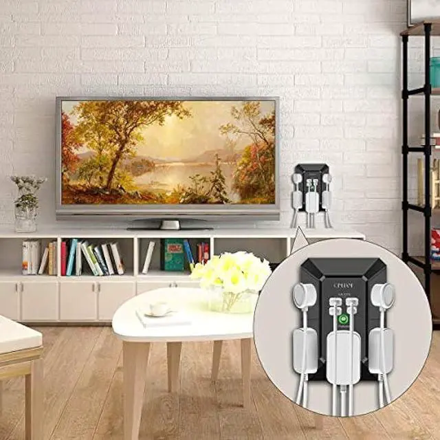 Alt view image 4 of 5 - USB Wall Charger, Surge Protector, QINLIANF 5 Outlet Extender with 4 USB Charging Ports (4.8A Total) 3-Sided 1680J Power Strip Multi Plug Outlets Wall Adapter Spaced for Home Travel Office, Black