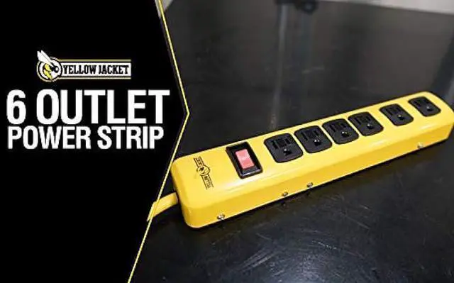 Alt view image 2 of 5 - WOODS WIRE Southwire Yellow Jacket 5139N 14/3 6-Outlet Heavy Duty Industrial Metal Workshop Strip with 6-Foot Power Cord; Sliding Safety Covers and Overload Protection