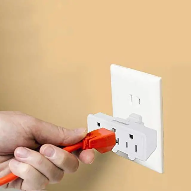 Alt view image 7 of 7 - 3-Outlet Plug Extender, Multi Outlet Wall Plug (3 Pack), 180 Degree Swivel Outlet Extender Wall Tap with 3-Prong Grounded Outlet Plug, ETL Listed AC Outlet Adapter, White