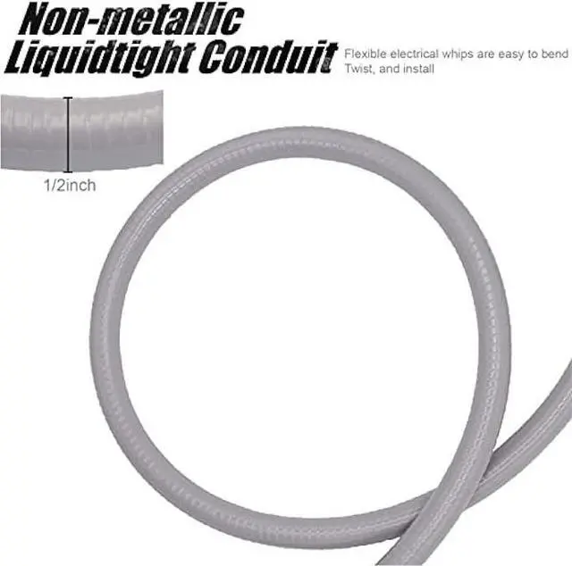 Alt view image 4 of 6 - 4FT 1/2-Inch Electrical AC Whip Kit,Nonmetallic Liquid Tight Flexible Electrical Conduit,6FT of Connecting Wires 3-Conductor 10-Gauge Wires with Straight/90 Degree Fittings