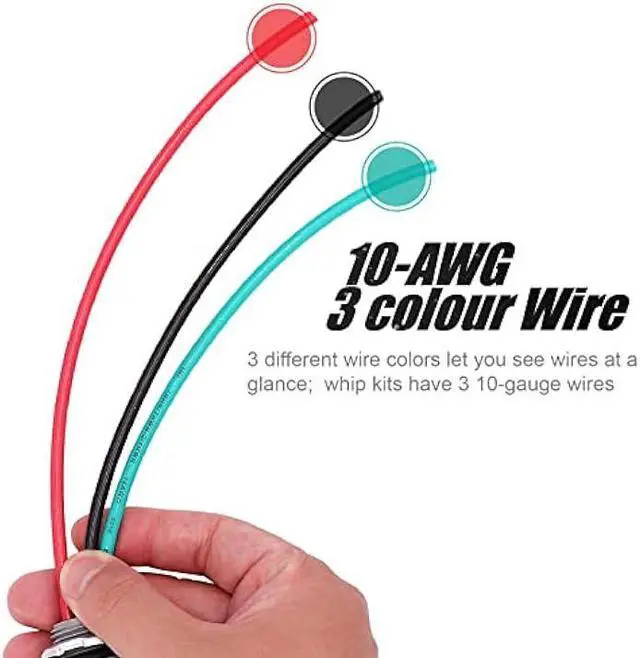 Alt view image 5 of 6 - 4FT 1/2-Inch Electrical AC Whip Kit,Nonmetallic Liquid Tight Flexible Electrical Conduit,6FT of Connecting Wires 3-Conductor 10-Gauge Wires with Straight/90 Degree Fittings