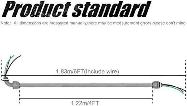 Alt view image 6 of 6 - 4FT 1/2-Inch Electrical AC Whip Kit,Nonmetallic Liquid Tight Flexible Electrical Conduit,6FT of Connecting Wires 3-Conductor 10-Gauge Wires with Straight/90 Degree Fittings