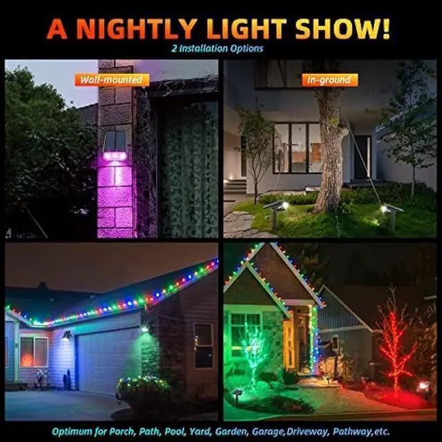 Alt view image 3 of 7 - LEREKAM Color Solar Lights Outdoor Waterproof Spotlights with 9 Light Modes, Color Changing Solar Outdoor Lights for Decorate Festivals, Colored Solar Spot Lights Auto On/Off, RGBW 6 Pack