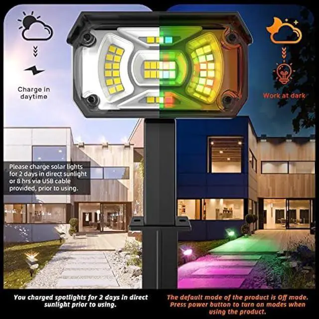 Alt view image 6 of 7 - LEREKAM Color Solar Lights Outdoor Waterproof Spotlights with 9 Light Modes, Color Changing Solar Outdoor Lights for Decorate Festivals, Colored Solar Spot Lights Auto On/Off, RGBW 6 Pack