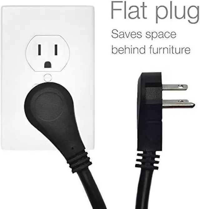 Alt view image 2 of 5 - Digital Energy 10-Outlet Flat Plug 3500 Joules Heavy Duty Surge Protector Power Strip, 8 Foot Long Extension Cord, Two USB Charging Ports, Coaxial, Phone Protection, ETL Listed, 15 AMP, 8 FT, Black
