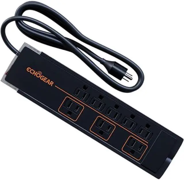 Main image of ECHOGEAR ShockBlocker 8 Outlet Surge Protector Power Strip - Slim Design Can Power & Protect Your Entire TV, Office, Or Gaming Setup - Advanced Surge Suppressor with 3420 Joules of Protection