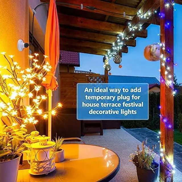 Alt view image 5 of 6 - 3 Outlet Light Socket Adapter, Convert E26/E27 Bulb Socket to 3 Prong Outlet with Extension Cord, Flexible Light Socket Converter Suitable for Indoor Outdoor Porch Garage Patio Use (Black, 2 Pcs)