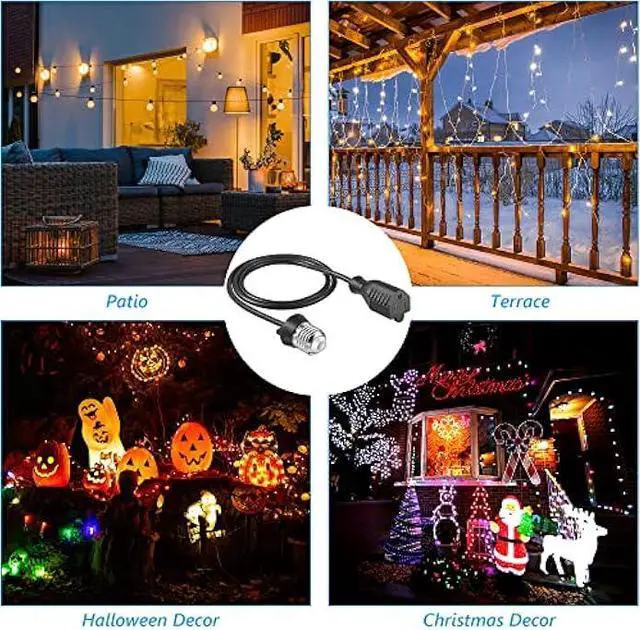 Alt view image 6 of 6 - 3 Outlet Light Socket Adapter, Convert E26/E27 Bulb Socket to 3 Prong Outlet with Extension Cord, Flexible Light Socket Converter Suitable for Indoor Outdoor Porch Garage Patio Use (Black, 2 Pcs)