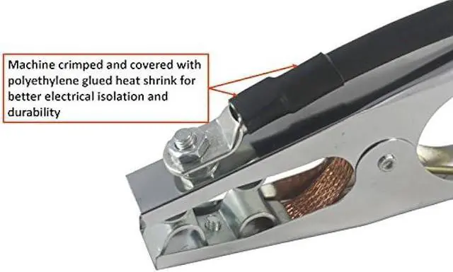 Alt view image 3 of 5 - 300 Amp Welding Ground Clamp Lead Assembly - Dinse 35-70 Connector - #1 AWG cable (15 FEET)