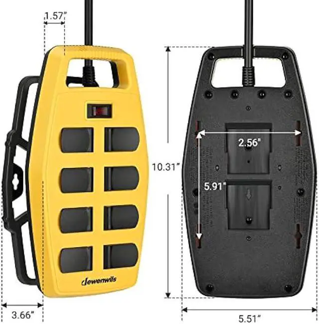 Alt view image 7 of 7 - DEWENWILS 8-Outlet Heavy Duty Power Strip with 15FT Cord, Industrial Power Strip with Detachable Cord Management, Garage Power Strip, Reset/Off Switch, Safety Cover, Wall Mountable, UL Listed