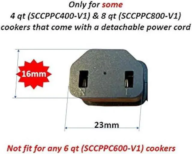 Alt view image 4 of 5 - 1 GJS Gourmet Power Cord Compatible with Selected (Not ALL) 4 & 8 Quart Crock-Pot Express Multicooker SCCPPC400-V1 and SCCPPC800-V1. This cord is not created or sold by Crock-Pot.