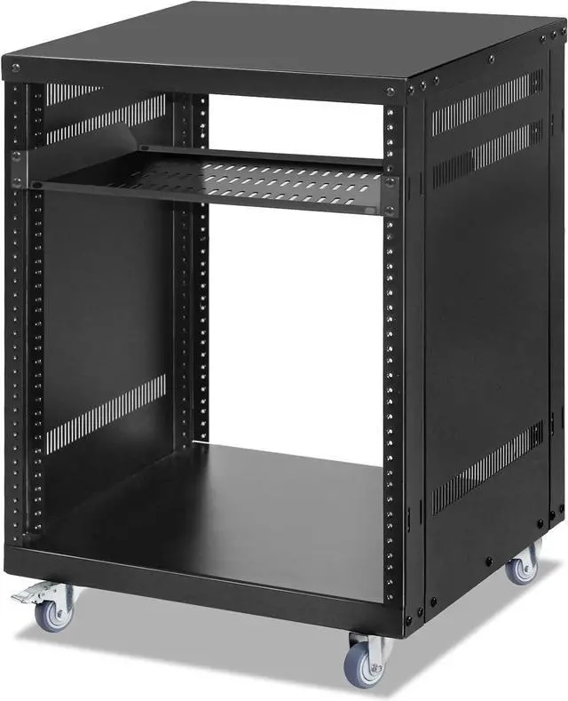 Main image of EasyVibe 12U Open Frame Server Rack with Casters, 12U Network Cabinet with 1 Rack Shelf, Rolling Network Rack for Computer/AV/Data/IT Equipment