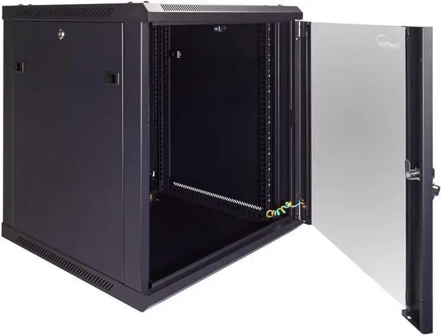 Alt view image 6 of 6 - NavePoint 12U Server Cabinet Wall Mount Rack Enclosure Includes 2 Fans, Locking Glass Door, Removable Side Panels  12U Network Cabinet 23.6 Deep, 19 Inch Server Rack for IT and A/V Equipment
