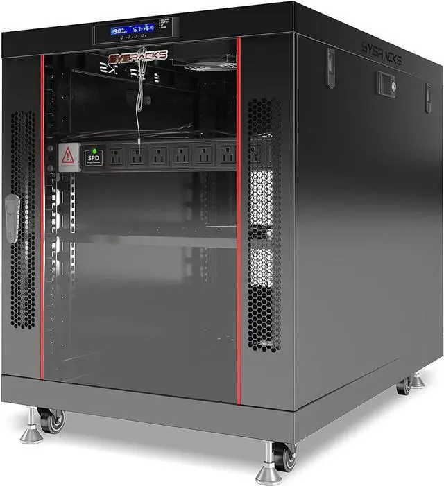 Alt view image 2 of 7 - Sysracks Server Rack Locking Cabinet Network Enclosure Premium Series for Server AV Networking Computer and Other IT Equipment - 35-inch Depth - Thermosystem/LCD Screen (12U)