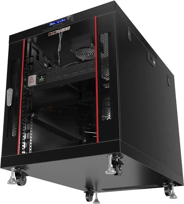 Alt view image 5 of 7 - Sysracks Server Rack Locking Cabinet Network Enclosure Premium Series for Server AV Networking Computer and Other IT Equipment - 35-inch Depth - Thermosystem/LCD Screen (12U)