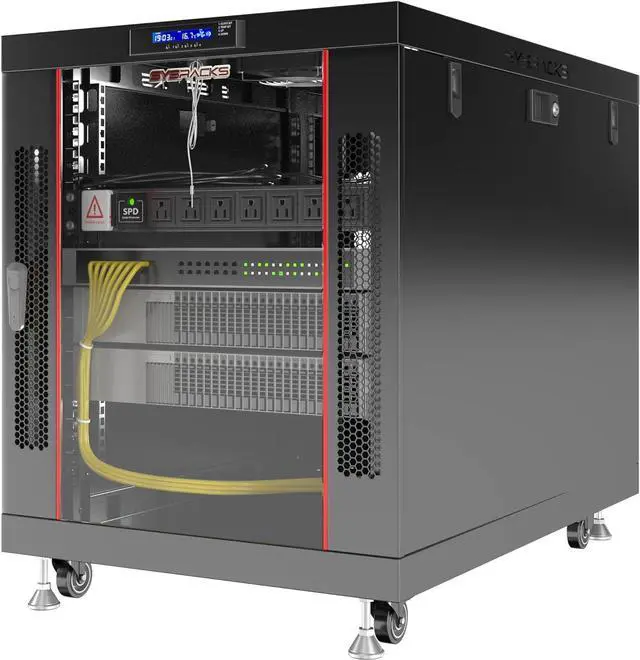 Alt view image 6 of 7 - Sysracks Server Rack Locking Cabinet Network Enclosure Premium Series for Server AV Networking Computer and Other IT Equipment - 35-inch Depth - Thermosystem/LCD Screen (12U)