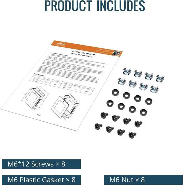 Alt view image 6 of 6 - 2U Vertical/Horizontal Wall Mountable Server Rack, with Vented Enclosure for 19" IT Equipment, Cable Modems, Telecom, A/V, Black