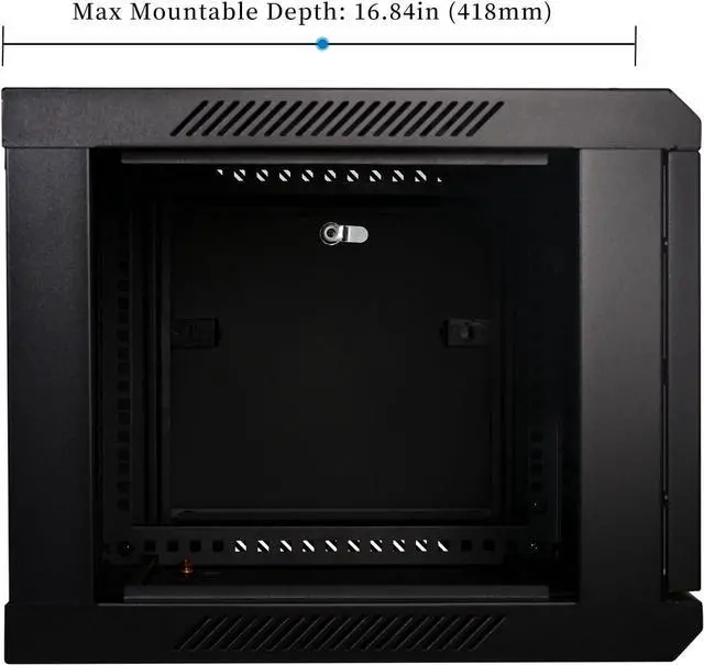 Alt view image 4 of 6 - RackPath 6U Professional Wall Mount Server Cabinet Network Rack Enclosure with 2X Quiet Cooling Fan, 1x Brush Cable Management Panel, Black