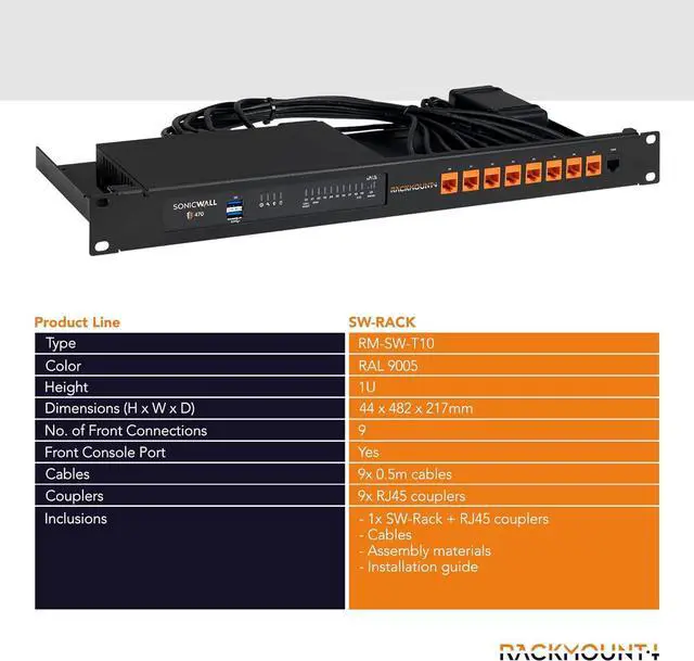 Alt view image 4 of 7 - Rackmount RM-SW-T10 Rack Mount Kit For Sonicwall Rmkt 270 / 370 / 470 Rack Mount Kit