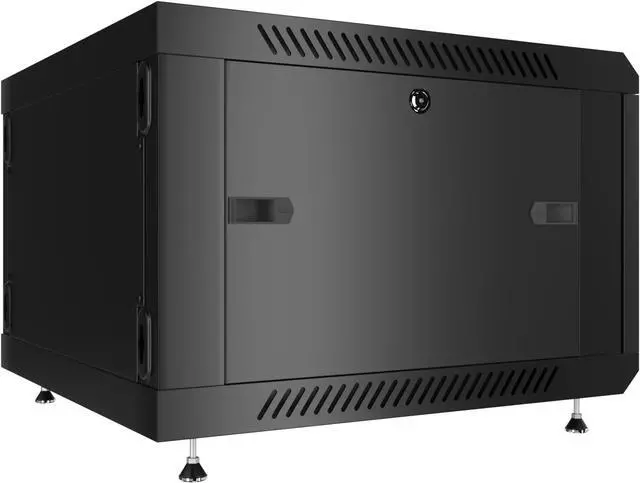 Alt view image 6 of 7 - Server Rack  6U - Wall Mount Rack - Locking Cabinet for Network - Electronics - Security - Audio - Video - AV Equipment - Data Rack - Legs/Power Strip/Shelf/Fan - 24-Inch Deep (6U, Black)