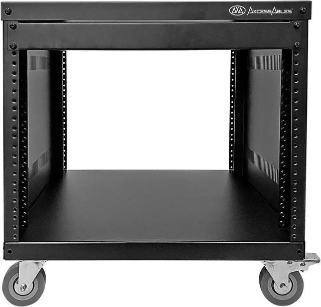Alt view image 5 of 7 - AxcessAbles RK 8U Equipment Rolling Cabinet Rack Stand with Locking Caster Wheels (Compatible with American 5mm & European 6mm Racks) Audio Video, Recording Studio, Music, Live Sound, Church Storage