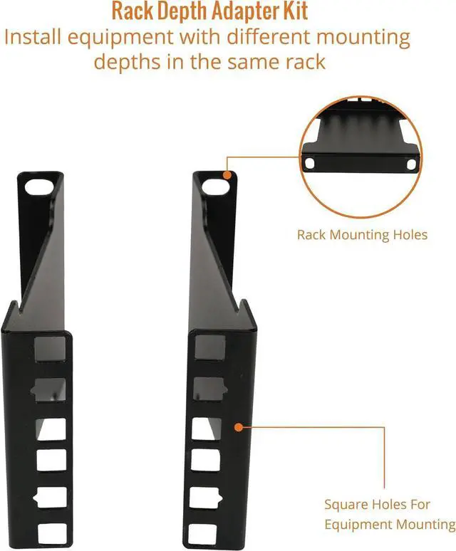 Alt view image 4 of 6 - Server Rack Depth Extender - 2U - 4inch / 10 cm - TAA Compliant - Recessed Rack Adapter - Rack Mount Adapter Kit - Network Rack Extender