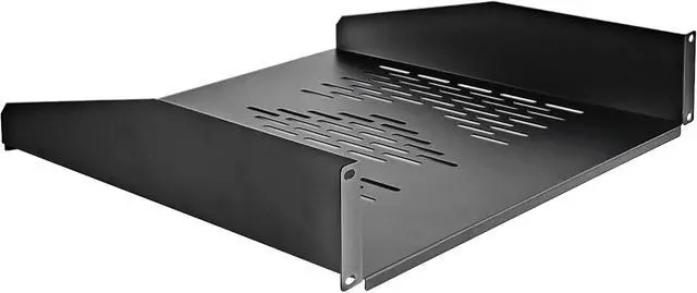 Main image of RIVECO 19 2U Rack Shelf Server Cabinet Mount Vented Cantilever Tray for Network Equipment, 18 Inches 45 CM Depth, Black