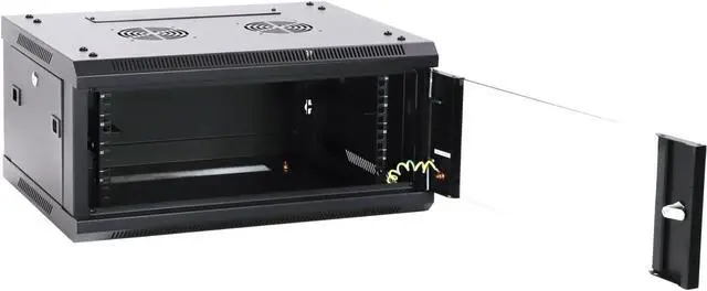 Alt view image 2 of 7 - AEONS 4U Professional Wall Mount Network Server Cabinet Enclosure 19-Inch Server Network Rack 18-Inches Deep Black Glass door