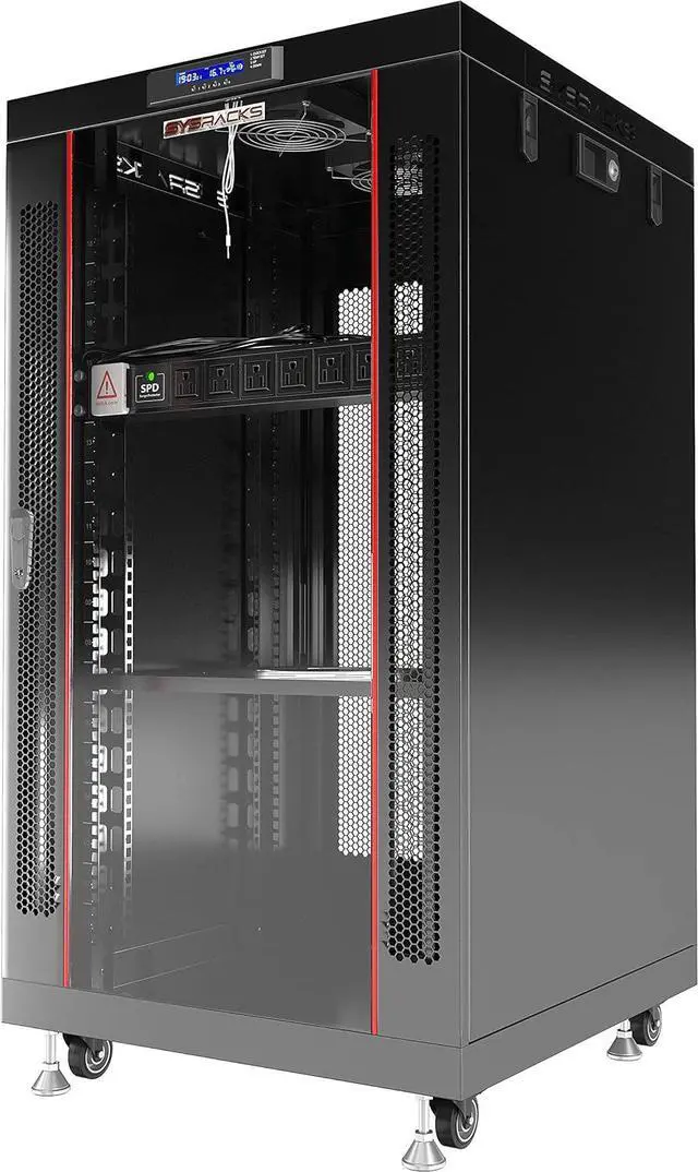 Alt view image 2 of 7 - Sysracks 18U 24inch Deep Server Rack Cabinet It Enclosure Premium Series Data It Locking Under Desk Network Rack with Wheels PDU and Other Accessories