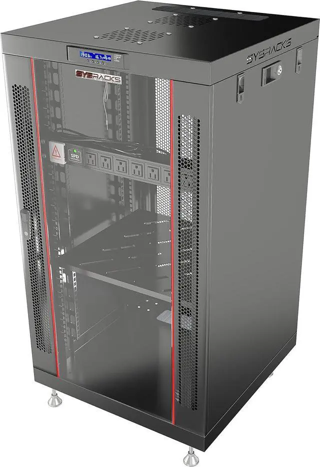 Main image of Sysracks 18U 24inch Deep Server Rack Cabinet It Enclosure Premium Series Data It Locking Under Desk Network Rack with Wheels PDU and Other Accessories