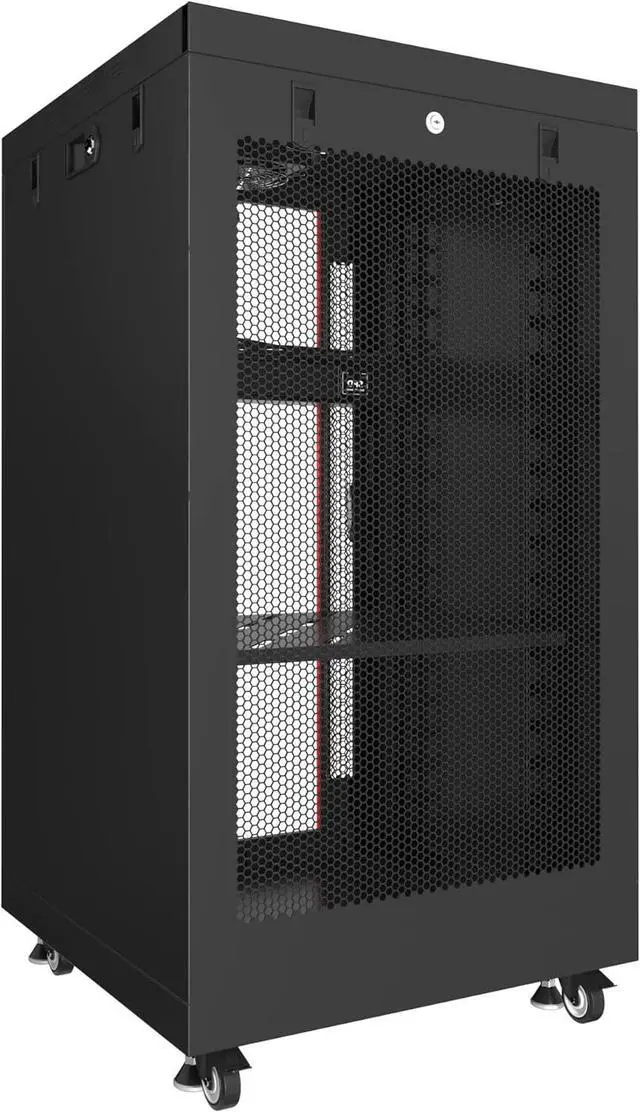 Alt view image 7 of 7 - Sysracks 18U 24inch Deep Server Rack Cabinet It Enclosure Premium Series Data It Locking Under Desk Network Rack with Wheels PDU and Other Accessories