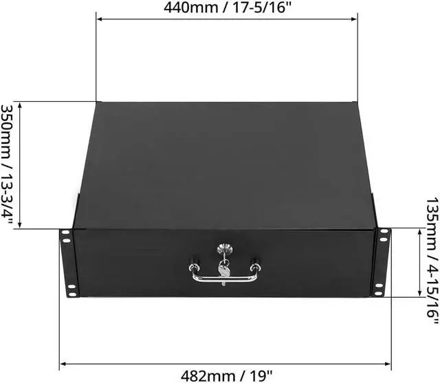 Alt view image 6 of 7 - QWORK 3U Drawer Server Cabinet Case, Rack Mount Drawer, Lockable Deep Drawer with Key, for 19" Server Cabinet Case Or DJ, Black