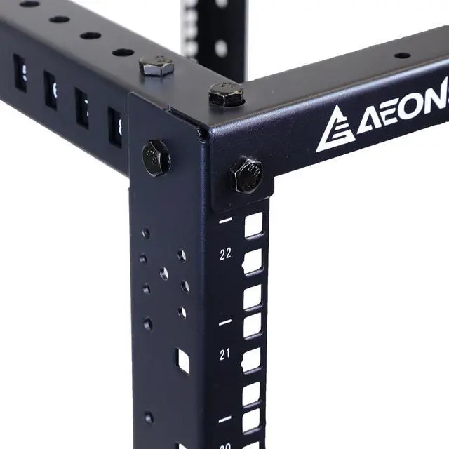 Alt view image 5 of 7 - AEONS 22U 4-Post IT Open Frame Server Rack 19 Inch Depth-Adjustable (22" to 40") Network Equipment AV Gear w/Casters and Cable Management