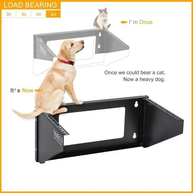 Alt view image 2 of 5 - RIVECO 6U Wall Mount Rack for Network| Reinforced Heavy Load 66-99 LBS Small Server Racks Vertical & Horizontal Mounting for 19 inches IT & Studio Equipment.