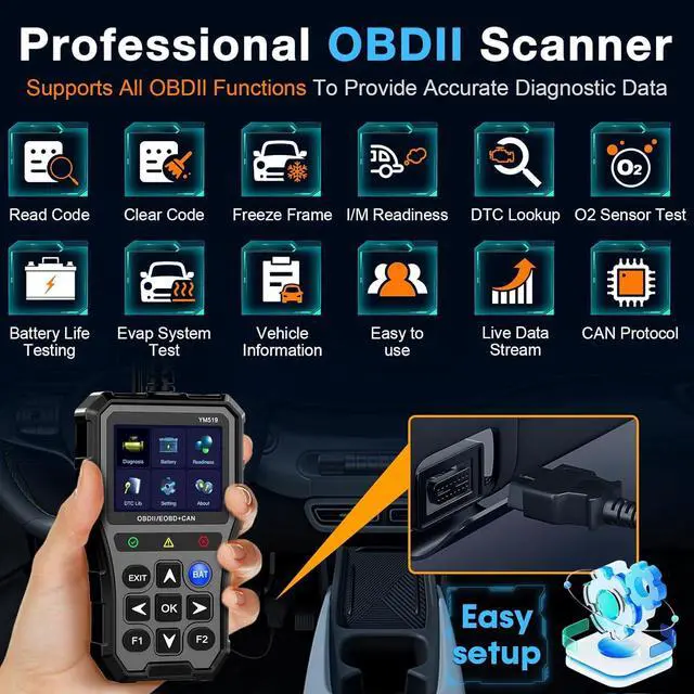 Alt view image 2 of 7 - OBD2 Scanner Battery Tester for Car: Color Screen Code Reader Easy Setup Clear Engine Fault Light - Diagnostic Scan Tool Read Voltage/Life for All OBD II Protocol Cars Since 1996