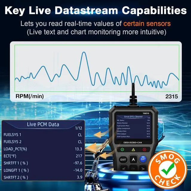 Alt view image 6 of 7 - OBD2 Scanner Battery Tester for Car: Color Screen Code Reader Easy Setup Clear Engine Fault Light - Diagnostic Scan Tool Read Voltage/Life for All OBD II Protocol Cars Since 1996