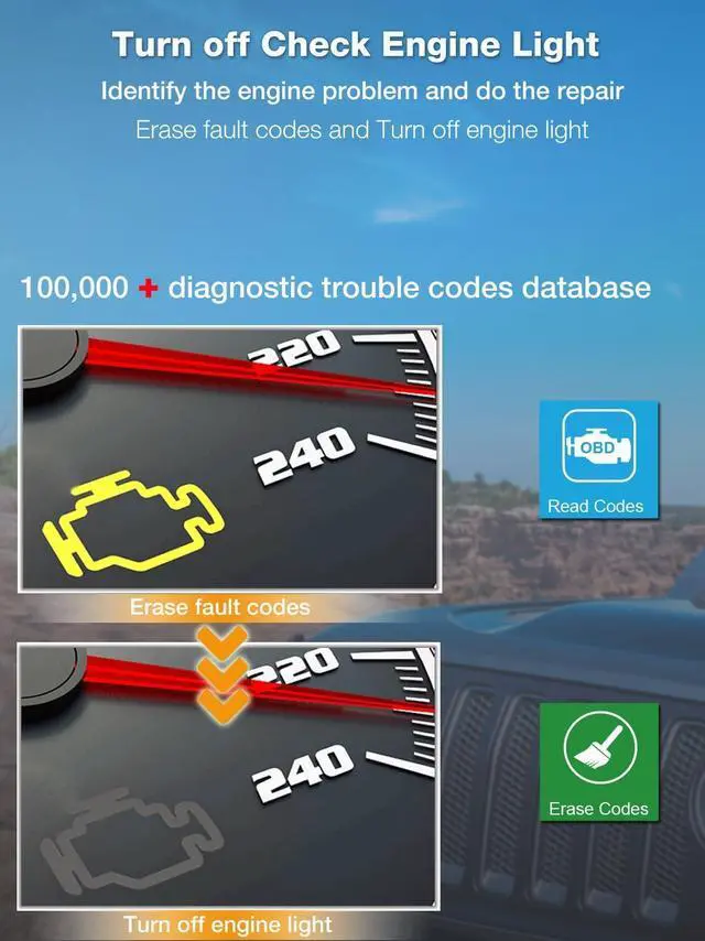 Alt view image 3 of 7 - MOTOPOWER MP69040 Car OBD2 Scanner Check Engine Fault Code Reader Diagnostic Scan Tool, Black