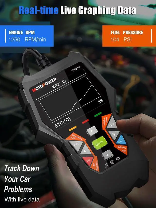 Alt view image 7 of 7 - MOTOPOWER MP69040 Car OBD2 Scanner Check Engine Fault Code Reader Diagnostic Scan Tool, Black