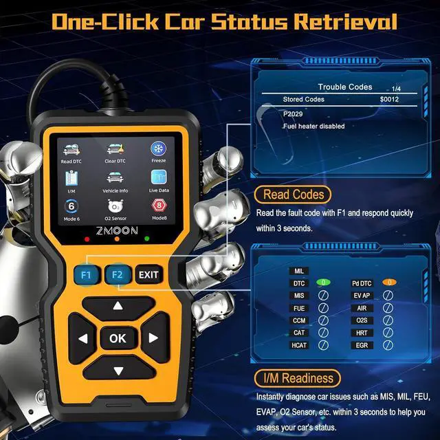 Alt view image 3 of 6 - ZMOON ZM201 Professional OBD2 Scanner Diagnostic Tool, Enhanced Check Engine Code Reader with Reset OBDII/EOBD Car Diagnostic Scan Tools for All Vehicles After 1996, 2023 Upgraded