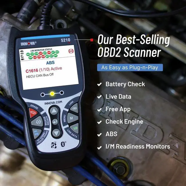 Alt view image 5 of 6 - INNOVA 5210 - Newest 2022 OBD2 Scanner Diagnostic Tool - Read/Erase ABS Codes, Live Data, Battery/Charging System Test, iOS and Android