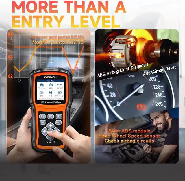 Alt view image 4 of 7 - FOXWELL NT630 Plus OBD2 Scanner with ABS and SRS, 2024 ABS Scan Tool Bleeding Brake SRS Scanner Car Code Reader Diagnostic Tool Bidirectional Scanner with Airbag Light Reset SAS Oil Light