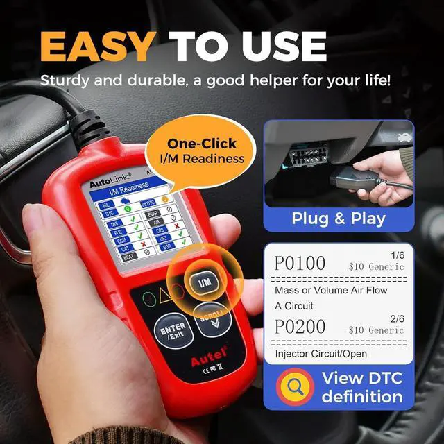 Alt view image 4 of 7 - Autel Professional OBD2 Scanner AL319 Code Reader, Enhanced Check and Reset Engine Fault Code, Live Data, Freeze Frame, CAN Car Diagnostic Scan Tools for All OBDII Vehicles After 1996, 2024 Upgraded