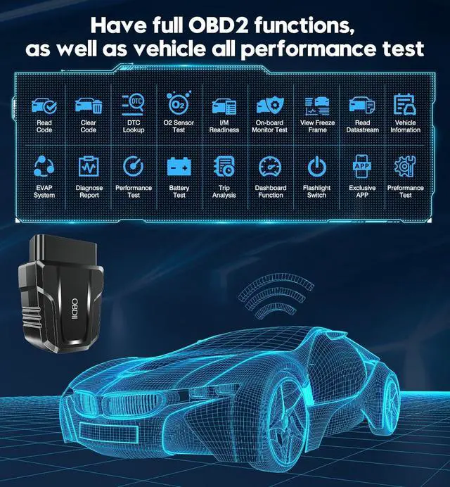 Alt view image 3 of 6 - OBD2 Scanner Reader Bluetooth Wireless Auto Diagnostic Scan Tool for iOS & Android for Performance Test Bluetooth 5.4 Car Check Engine Car Code Reader, Clear Error Code Live Data Reset Exclusive APP