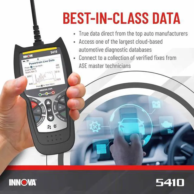 Alt view image 4 of 7 - INNOVA 5410  Newest 2022 All System OBD2 Scan Tool  Read/Erase Check Engine, ABS, SRS, and Transmission