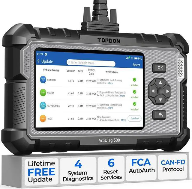 Main image of TOPDON AD500 OBD2 Scanner Car Code Reader Scan Tool, Engine ABS SRS Transmission Diagnostics Tool, Oil/Throttle/SAS/TPMS/BMS/EPB Reset Car Scanner, Free Upgrade for DIY