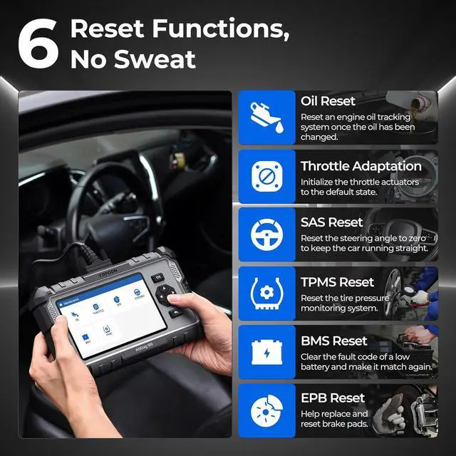 Alt view image 4 of 7 - TOPDON AD500 OBD2 Scanner Car Code Reader Scan Tool, Engine ABS SRS Transmission Diagnostics Tool, Oil/Throttle/SAS/TPMS/BMS/EPB Reset Car Scanner, Free Upgrade for DIY