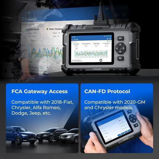 Alt view image 5 of 7 - TOPDON AD500 OBD2 Scanner Car Code Reader Scan Tool, Engine ABS SRS Transmission Diagnostics Tool, Oil/Throttle/SAS/TPMS/BMS/EPB Reset Car Scanner, Free Upgrade for DIY