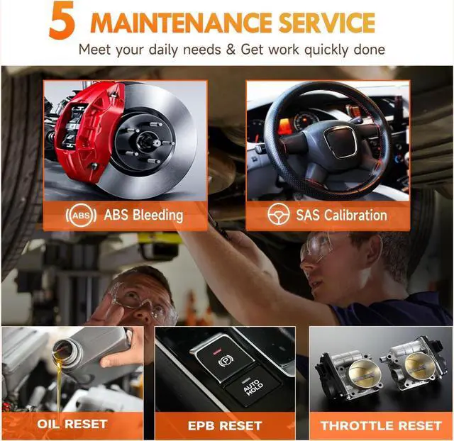 Alt view image 2 of 7 - NT614 Elite Car Scanner, 2024 Engine Airbag Transmission ABS Scan Tool with 5 Services ABS Bleeding, SAS Calibration, EPB Throttle Oil Light Reset Tool, Live Data OBD2 Scanner Diagnostic Tool